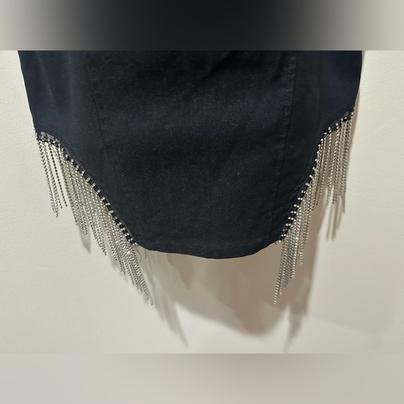 Black Mini Skintight dress‎ with fringe - Picture 3 of 6